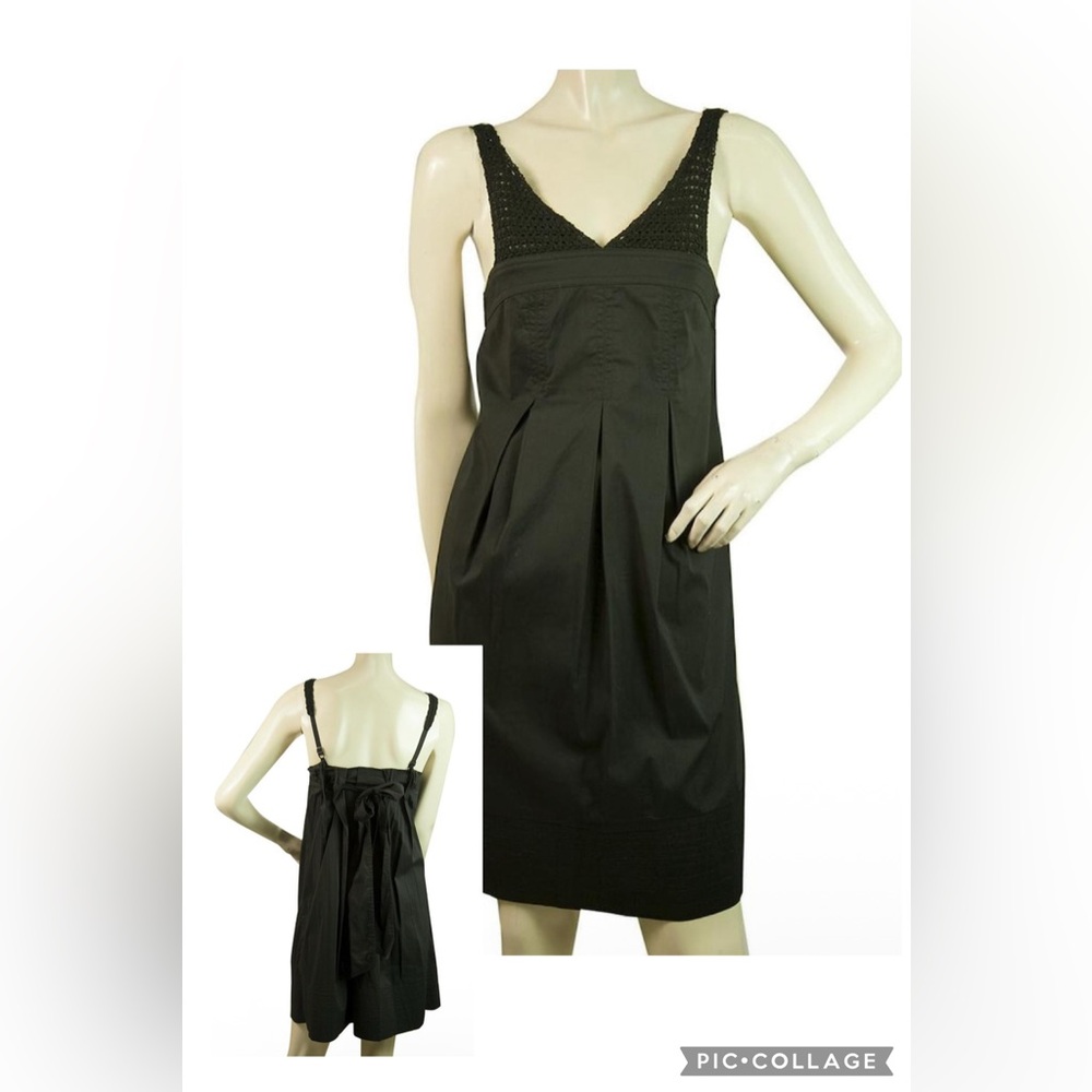 BCBG Max Azria‎ Black Mini w/ Crochet Knit Bust & Straps LBD Dress 0 XS
